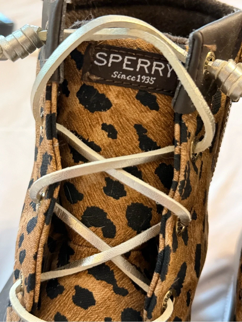 Sperry Leopard-Print Winter Duck Boots in Brown and Black